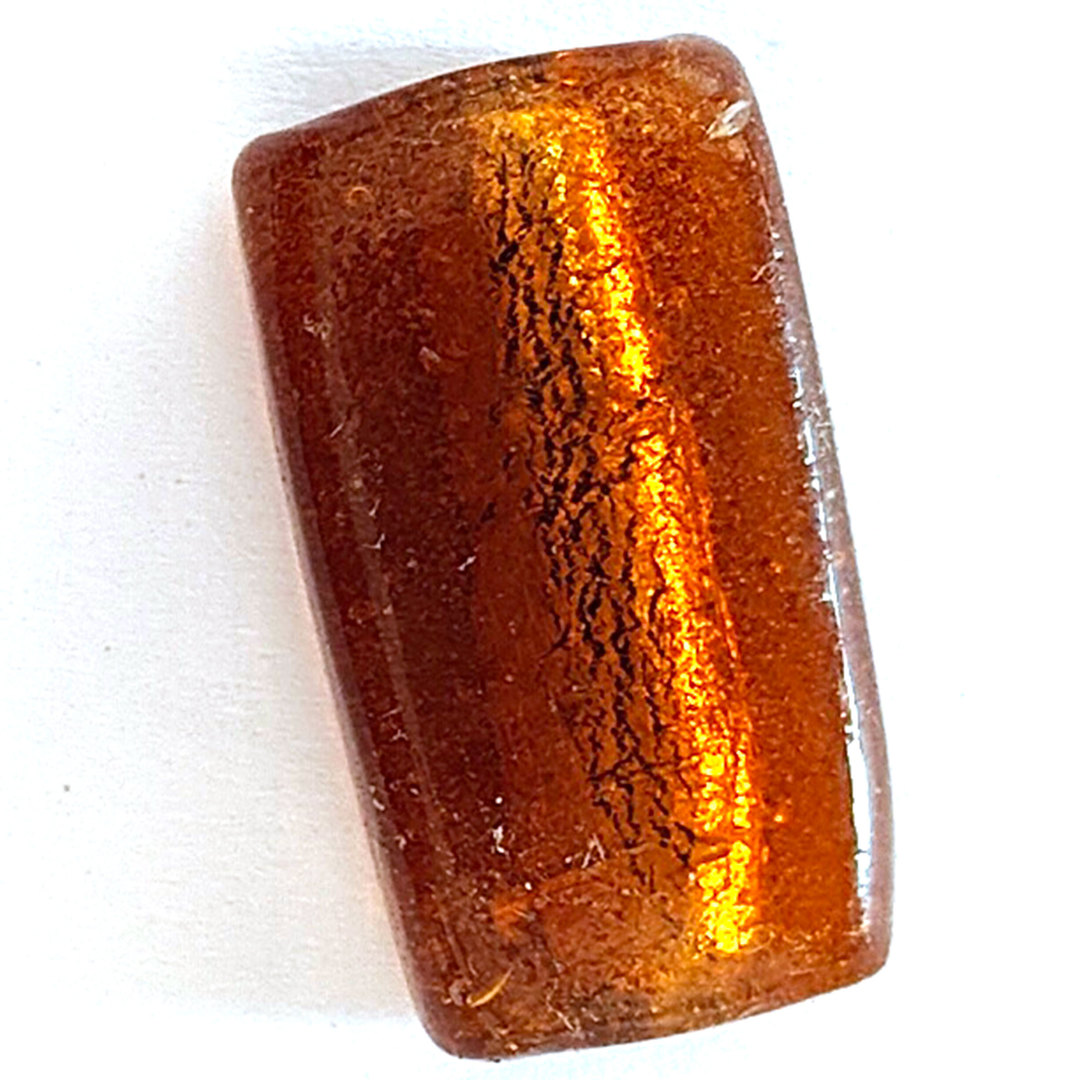 Indian Lampwork Foiled Rectangle: Amber - approx. 37mm x 21mm (10mm thick) image 0